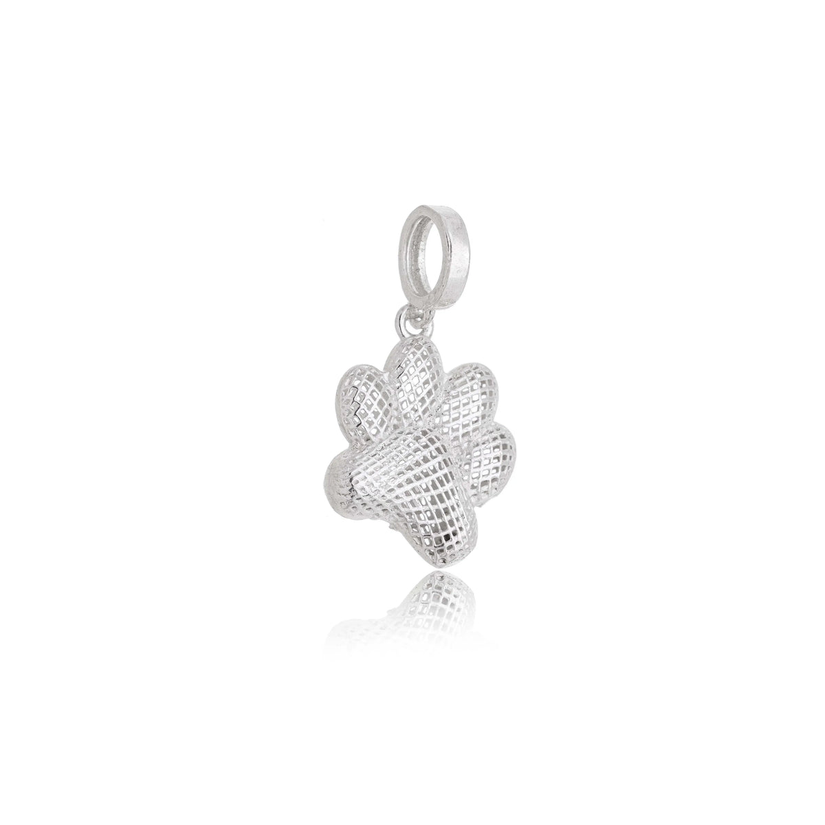Berloque Prata Pata de Cachorro 3D