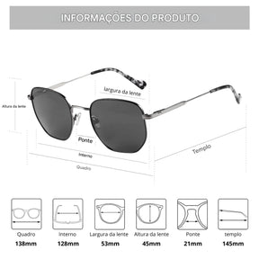 Óculos de Sol feminino medidas