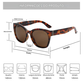 Óculos de Sol Gatinho Feminino – Zenottic Nivia oncinha escura